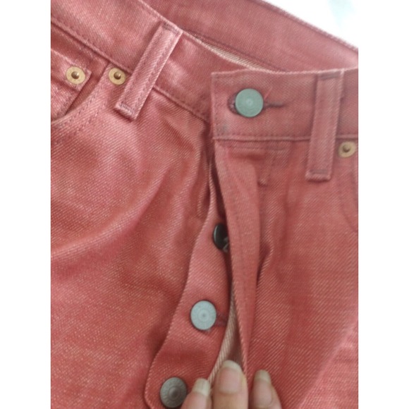 Levis 501 Jeans White Oak Cone Denim Mens Size 32 30 Red On White Fresh Hip Hop - Picture 7 of 13